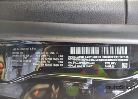 2018 Jeep Renegade Upland Edition 4X4 from USA, damaged, VIN ZACCJBABXJPJ07460